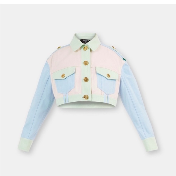 Balmain Pastel Cropped Denim Jacket - Picture 1 of 8